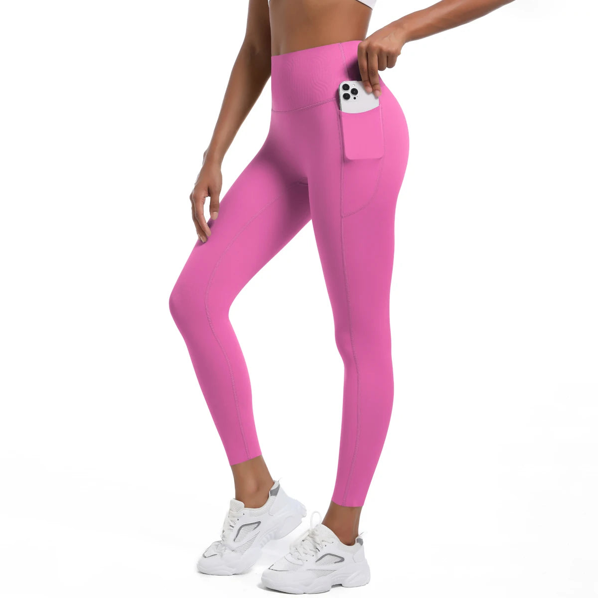 Image of Women'S Leggings Stretch Yoga Pants Tights with Pockets High Waist Push up Fitness Running Sportswear Solid Color Pants