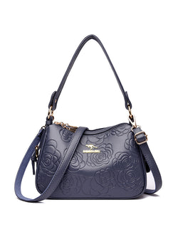 Image of Soft Leather Textured Ethnic Style Simple Versatile Large Capacity Shoulder Messenger Bag