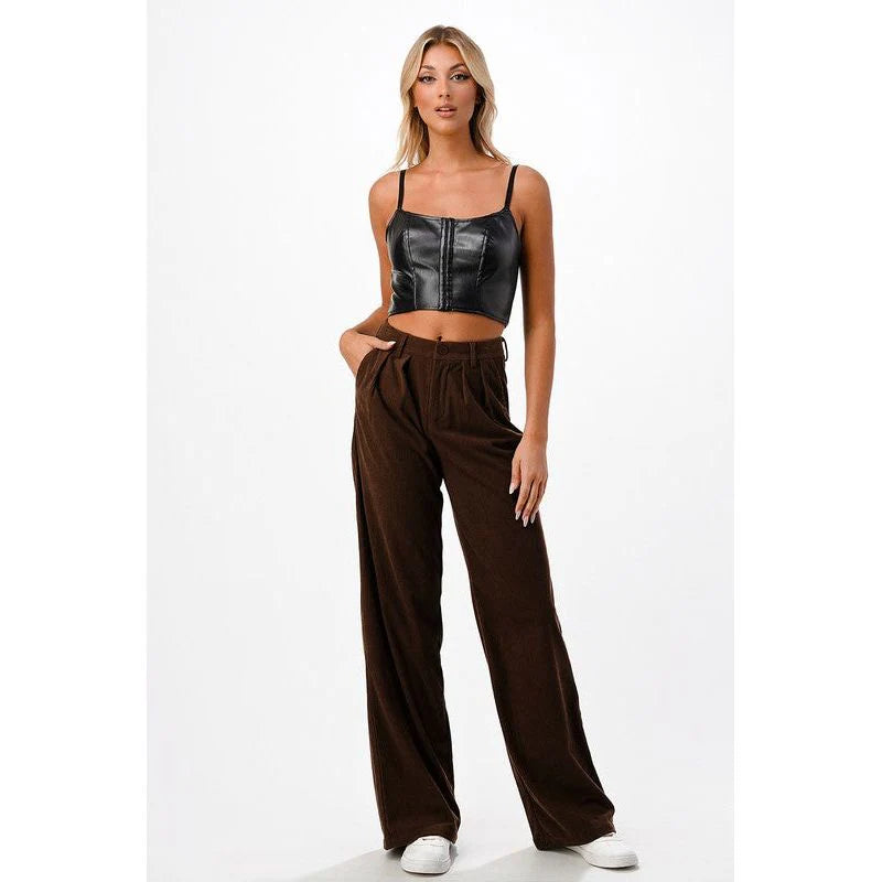 Image of Erin Espresso Corduroy Wide Leg Pant