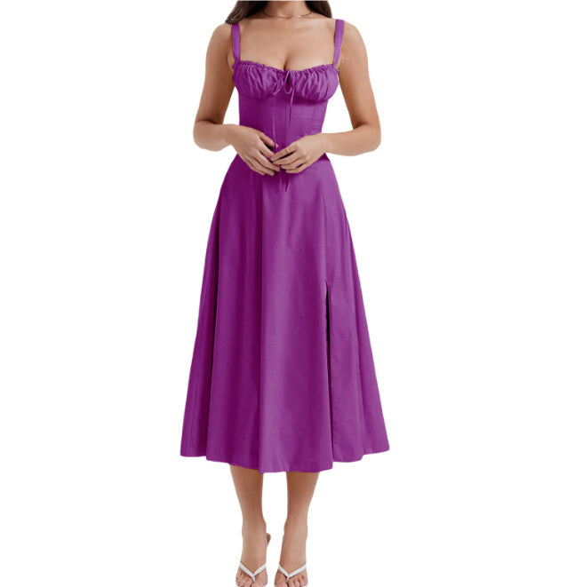 Image of Seaside Vacation Sling Back Cross Tied Slim Fit Overknee Dress