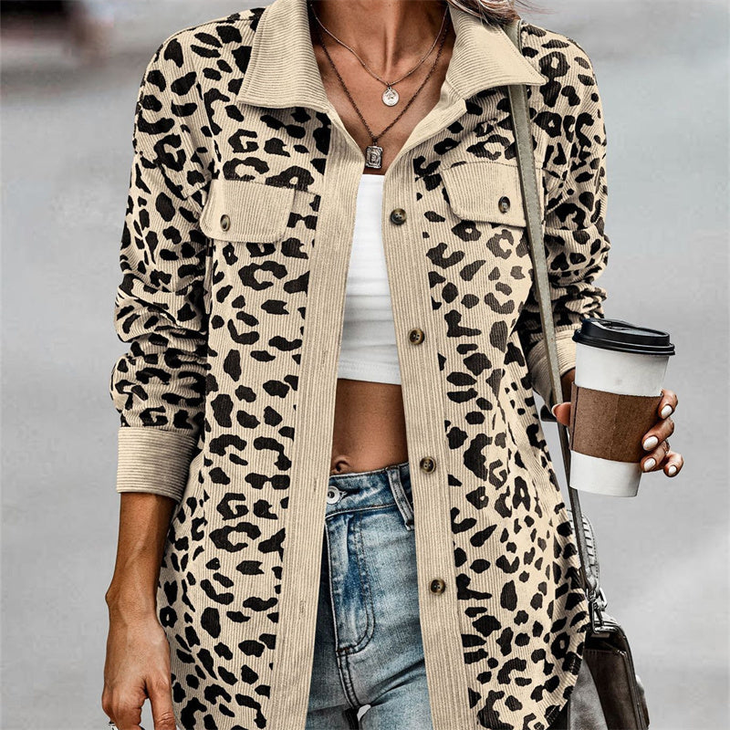 Image of Women's Fashion Leopard Print Long Sleeve Jacket