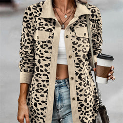 Image of Women's Fashion Leopard Print Long Sleeve Jacket