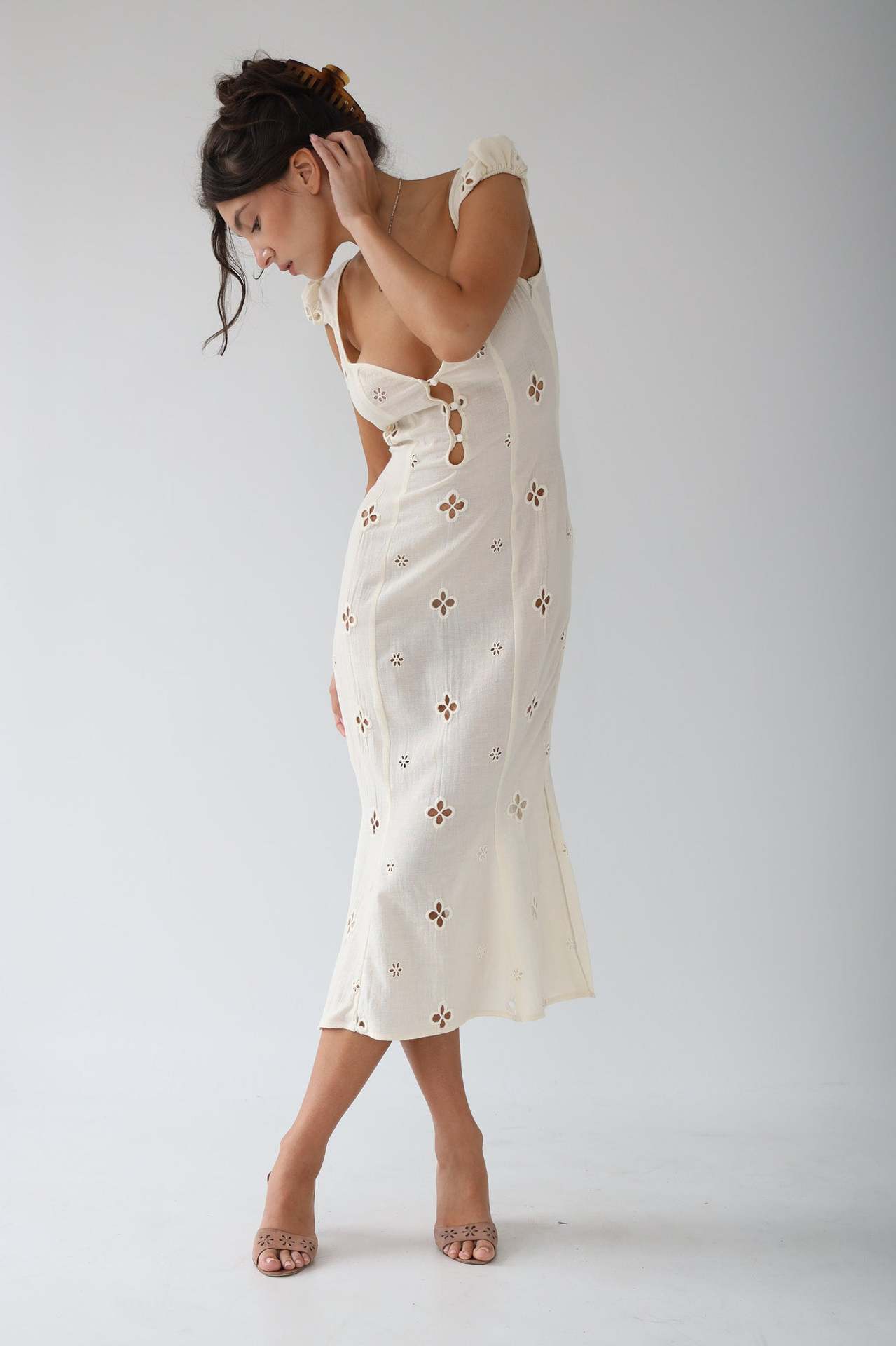 Image of Trendy Mid-length Cotton Embroidered Dress