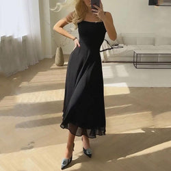 Image of Women's Fashion Square Collar Sling Temperament Waist-controlled Dress