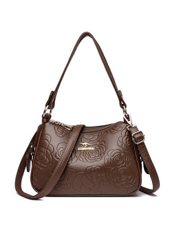 Image of Soft Leather Textured Ethnic Style Simple Versatile Large Capacity Shoulder Messenger Bag